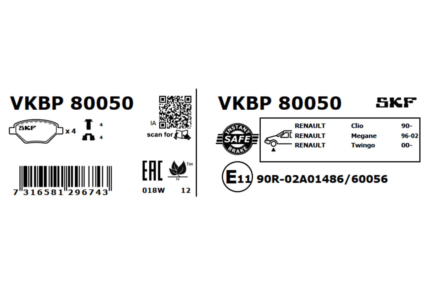 Obrázok Sada brzdových platničiek kotúčovej brzdy SKF  VKBP80050